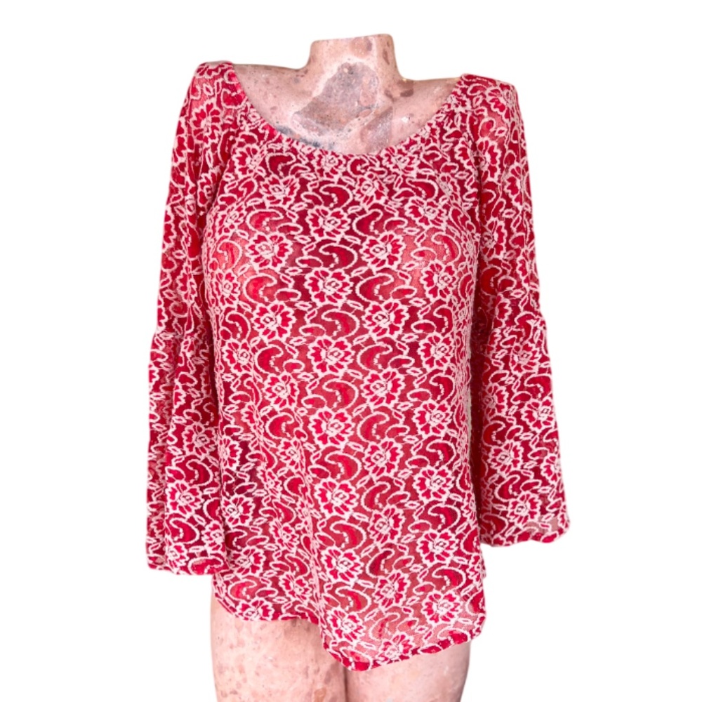 Boho Vintage 90s & 70s Bell Long Sleeve Sheer Floral